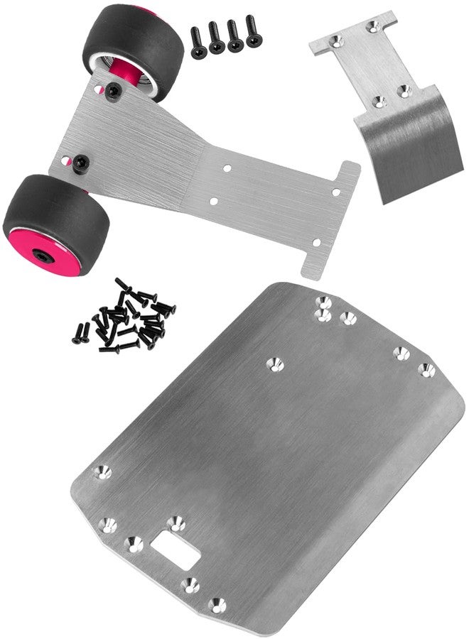 RCarmubWow RC Chassis Armor Skid Plate Protecter Guard & Wheelie Bar Set Upgrades Part for 1/18 LaTrax Teton,LaTrax Rally,Pink - Image 1